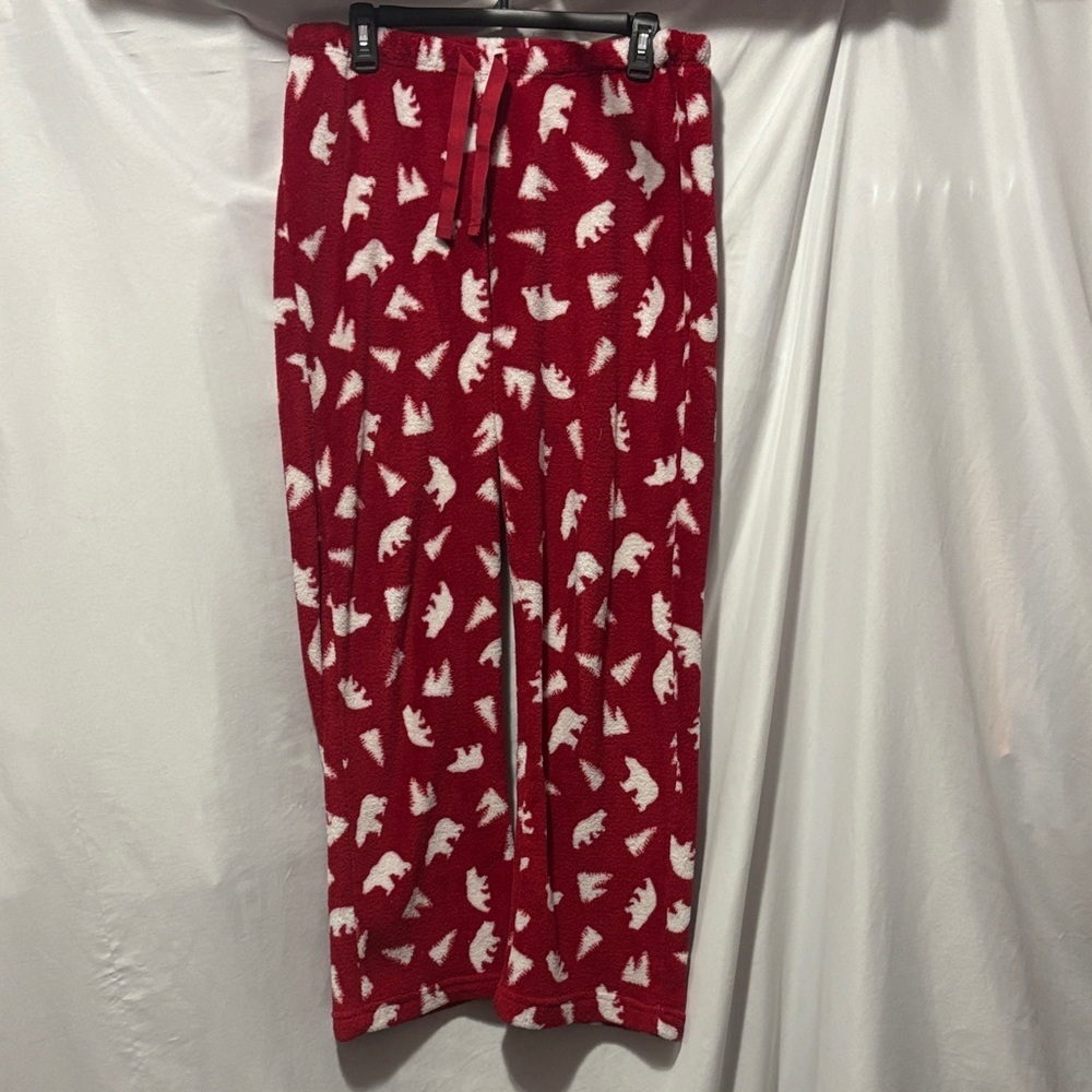George Red Pajama Pants with White Bear Print MM348